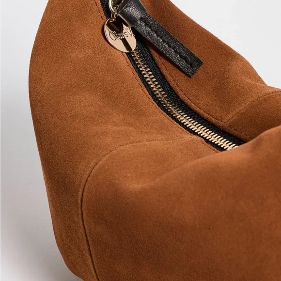 Clare V. Petit Moyen Messenger Bag Chestnut Suede - Picture 2 of 8